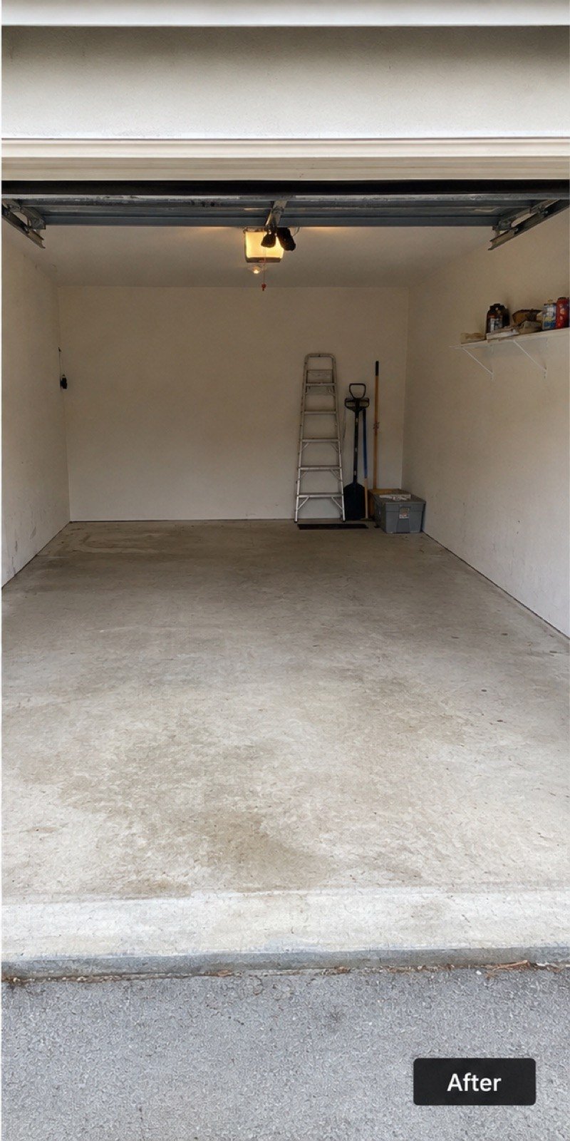 A clean, empty garage after a junk removal job