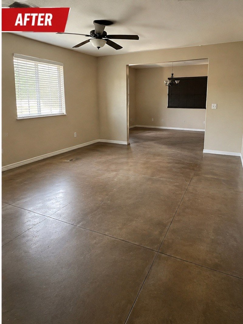 A clean, empty living room after a residential junk removal job